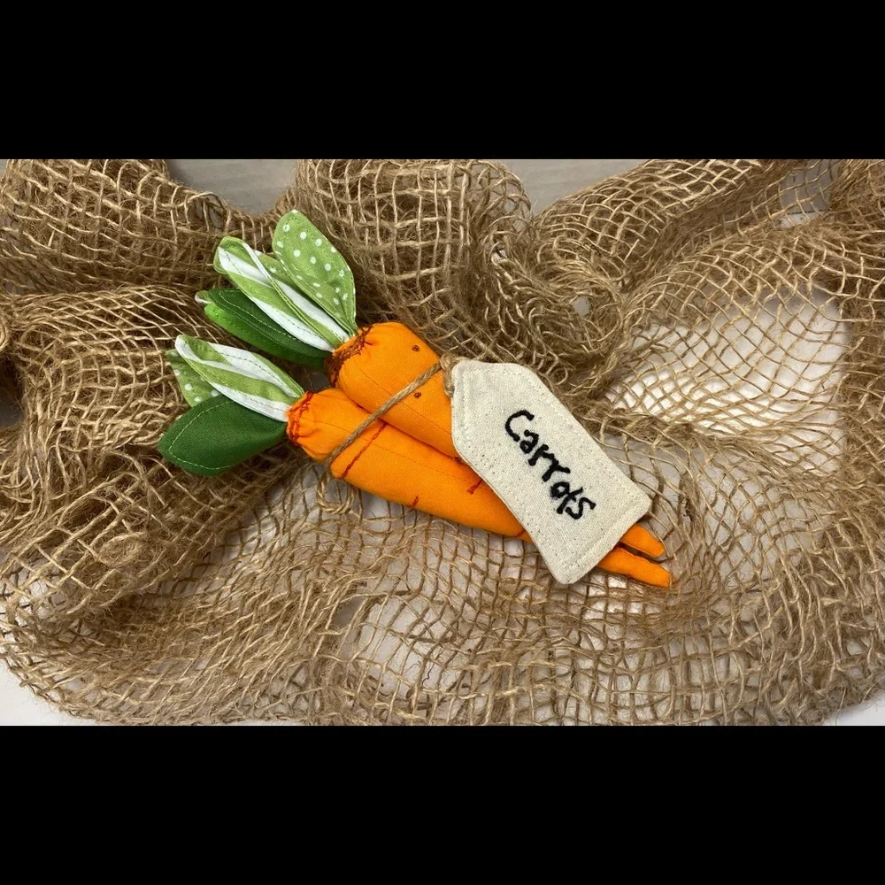 Carrot set of three hand crafted stuffed carrots  8x8.5 cottagecore decor